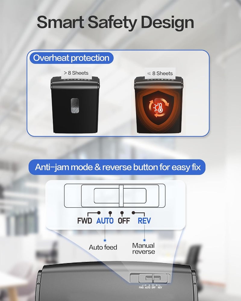 Locksworth 8-Sheet Micro-Cut Paper Shredder, P4 High Security, 4 Gallon Bin, 2-Minute Continuous Run, Home & Small Office Use - Image 5